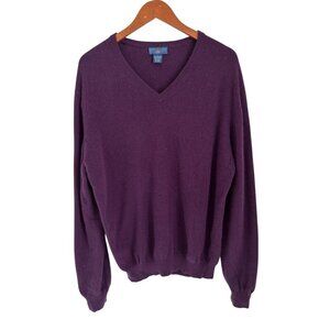 JOSEPH & LYMAN 100%  Cashmere Sweater Knitted V-Neck Preppy Pullover Size Large